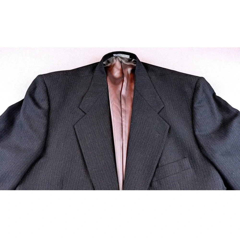 Louis Feraud Paris Mens Suit Charcoal Gray Pinstripe Two Button Jacket and pants